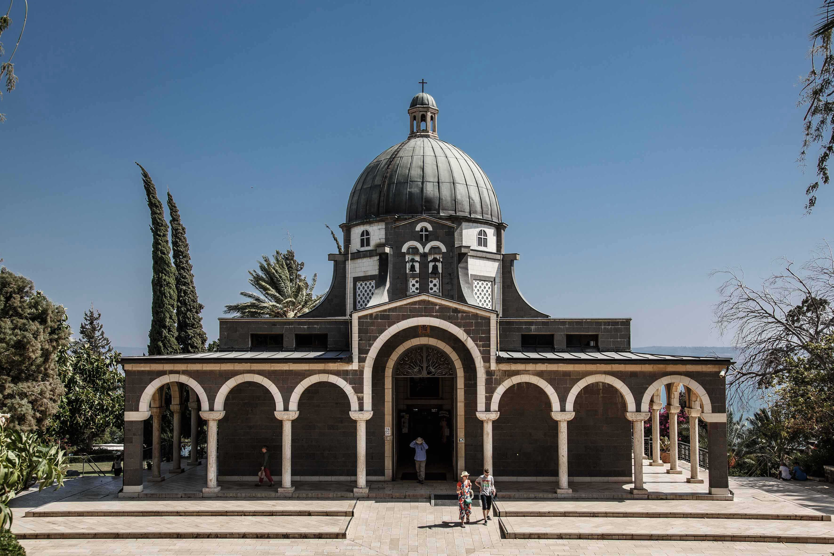 Church of the Beatitudes, Sea of Galilee near Tabgha and Capernaum in Israel.